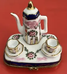 Tea Party for Two!!Cute trinket box, “tea party for two”, from the Royal Danube collection. Porcelain, vibrant...