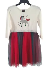 Girls Lilt Christmas Unicorn Sparkle Dress Tulle Red/Green Skirt Size L 10/12  Really cute!