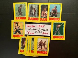 YOU PICK 1985 RAMBO STICKER / PUZZLE CARD.