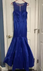 New.Royal Blue mermaid gown. Illusion neckline. Needs a proper steam to get the wrinkles out (been in storage). Fabric...