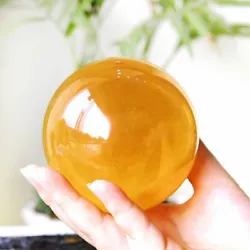 Materials : Citrine Calcite. Pattern : Sphere. Subject : Crystal Ball. - Best Decoration Crafts. Color : As photo...