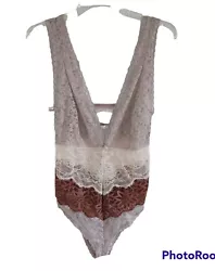 Free People Intimates lace bodysuit, in latte combo.
