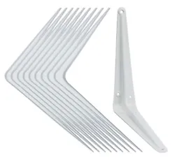 Can be Used as a Shelf Support or Brace Bracket. 10 PCS x wall white shelf brackets. steel shelf brackets in white...