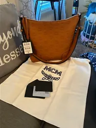 Like New MCM Klara Medium Monogram Logo Leather Hobo Bag Roasted Pecan MSRP.$950.  This purse still has the tags...