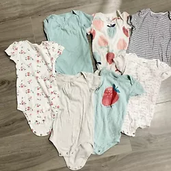 Carter’s Girls 24 month Lot of 7 Button Snap Short Sleeve Onesies. Super super good shape. Barely worn if at all. No...