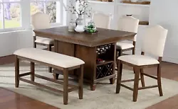 6-PC Set Includes: (1) Counter-Height Table, (4) Side Chair, (1) Side Bench. Create a charming rustic dining space...