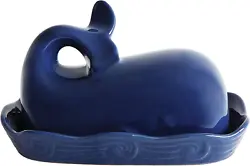 This whimsical butter dish showcases a stoneware silhouette of a whale in a glossy blue finish. Intentionally curate a...