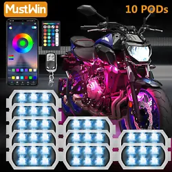 Mustwin 10pcs RGB Motorcycle Underglow Light. RGB Multi-colors & Music Mode : After you install the APP, you can choose...