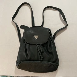 Guess Dark Green Small Leather Backpack.