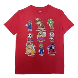 “Mario, Donkey Kong, Yoshi, Shy Guy, Wario, Toad, Bowser, Luigi, Waluigi” Short Sleeve Graphic T-shirt. - Material:...
