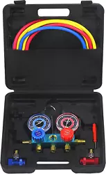 Precise gauge with aluminum shell, all bass connector, high-quality color-coded hose, superior brass R1234yf quick...