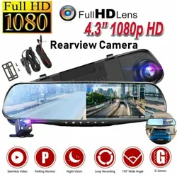 Looping Recording and G-Sensor: This HD mirror cam for car. Features:170 Degrees Wide Angle, Full HD 1080p. -1 x 1080P...