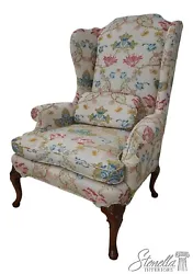High Quality Silk Blend Upholstery. 59422EC: KITTINGER Colonial Williamsburg CW-44 Mahogany Wing Chair. Arm height: 25....
