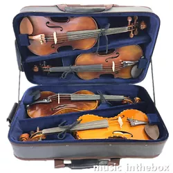 Wooden Quadruple Violin Case. Enhanced Wooden 4 piece Violin Case with Carry Strap. Notice: This item NOT included...