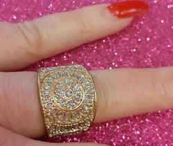 Bague fantaisie femme doré brillant T 56 bijoux très chic princesse juan les pin.
