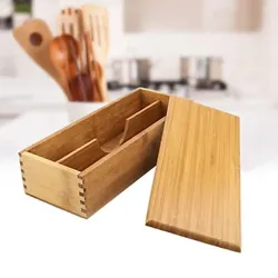 ✔Bamboo utensil organizer with grooved drawer dividers in-between designed for maximum capacity and ultra...