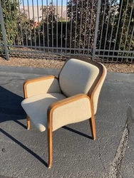 Mid Century Lounge Office Arm Chair by W. H. Gunlocke Chair Co. Fabric is in great shape along with the wood showing a...