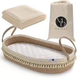 Its thick foam also has a removable cover with sturdy zippers. Handmade Woven Cotton Rope Moses Basket. Its compact and...