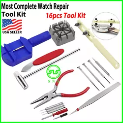 16pcs Watch Repair Tool Kit Set Opener Knife Back Link Remover. Watch case opener. Screwdriver x 5. Professional watch...