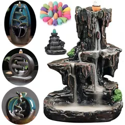 1: The backflow incense burner is made of ceramic material, handmade and noble. The incense burner can either use long...