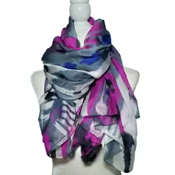 Gucci Gray Purple White 100% Silk Scarf Authentic100% silkMade in ItalyColors- gray, pink, purple, black, white with GG...