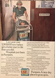 1974 Pampers Diapers PRINT AD Newborn Delivery Room - Nice Dry Place Grow Up In. Original full page vintage magazine...