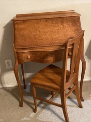 Antique Slant Drop Front Secretary Desk w/Chair.