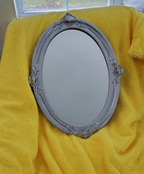 An authentic antique mirror, and not a reproduction piece. No streaking on the glass. There is a thin fracture in the...