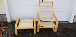 Introducing an IKEA POÄNG Armchair and Ottoman frame in a beautiful birch veneer color that will complement any home...