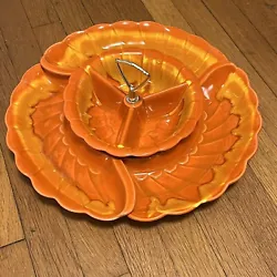 “Enhance your table setting with this beautiful 4-piece lazy susan snack bowl set in orange glaze. This pottery...