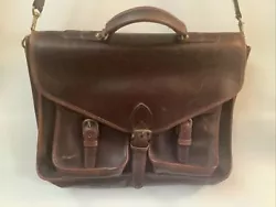 ROBERT CHEAU Heavy Brown Saddle Leather Briefcase / Messenger Bag Made USA. Gorgeous bag. Very clean. Surface scratches...