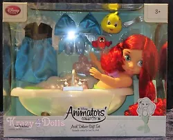 Toddler Doll Princess Ariel. Sculptured seashell basin tub. Bath Tub Deluxe Gift Set! Translucent 