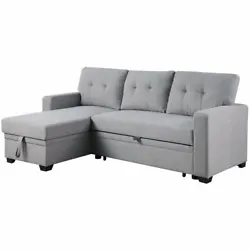 A storage chaise creates the perfect place to tuck away linens for this sectional sofa and pull-out sleeper. Easy...