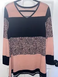 Style is ELIZABETH. Polyester Spandex. Black & pink cheetah striped. Preowned in excellent condition.