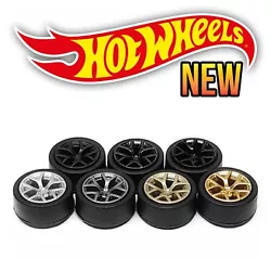 Easy to install Real Rider Wheels with rubber tires for Hot Wheels and 1/64 Scale Cars. Insert bent pin into axle tube...