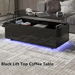 🌈【MODERN & DURABLE】This modern coffee table showcases clean lines and a bright LED light at the bottom to...