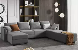 HONBAY Modular Sectional Sofa U Shaped Sectional Couch with Ottomans Reversible Modular Sofa 7 Seater Couch with...