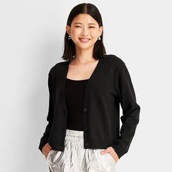 •Balloon-sleeve cardigan •Button-front design •Lightweight fabric with stretch •V-neck •Ribbed cuffs...