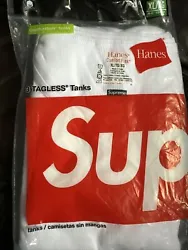 Brand New Supreme Hanes Tagless White Tank Tops Shirt 3-Pack Mens Shirts - XL.