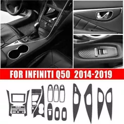 Car Interior Panel Dashboard Sticker Set Fits Fit For Infiniti Q50 2014-2019. Black Carbon Fiber look decorates your...