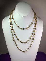 Classic and Classy - 1960s Vintage Amber Glass Beaded Strand Necklace Measures approximately 60