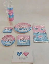 Gender Reveal Party Supplies CUSTOMIZE your party! Tablecovers, Plates, Candles, Napkins.