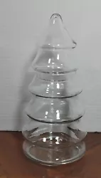Vintage Glass Christmas Tree Candy Apothecary Jar 10.5