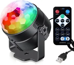 LED boule a facette Boule disco Contrôle du son petit lampe disco Rotative 360° 3W 7 couleurs RGB Avec télécommande...