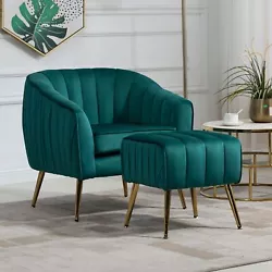 Velvet Accent Chair & Ottoman Set Barrel Chair for Bedroom Living Waiting Room. ELEGANT DESIGN - Modern luxury style...