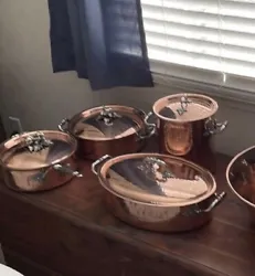 Hammered Ruffoni copper cookware - 4 pots pans with lid From a collector- item never been use … use as display Two of...