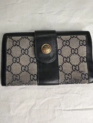 Gucci Vintage Blue GG Monogram Distress Wallet. This is a vintage distress wallet inside of wallet excellent all...