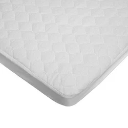 The waterproof fitted portable/mini size fitted mattress cover has a top layer of 100% cotton all over quilted pattern...