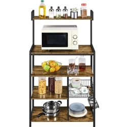 Simple assembly is required. SmileMart Industrial Baker ’ s Rack Utility Storage Shelf for Kitchen, Rustic Brown...