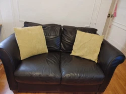 Used Dark brown Italian Leather Sofa Set by Natuzzi - 2-Seat Loveseat.